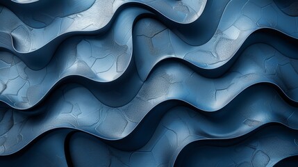 Poster - Intricate Patterns of Wavy Textures in Shades of Deep Blue Under Soft Lighting