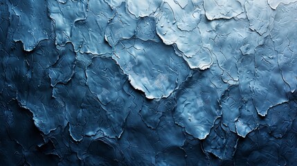 Poster - Textured Blue Layers of Peeling Paint in an Abandoned Indoor Space