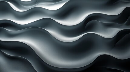 Poster - Abstract Black And White Waves Creating Fluid Motion In A Modern Artistic Display