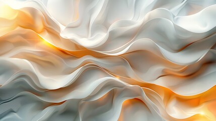 Poster - Abstract Wavy Textures With White and Orange Colors Creating a Dynamic Visual Effect