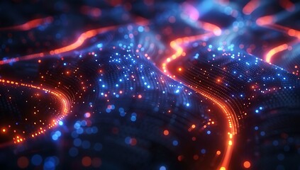 Abstract background with glowing digital cables and wires