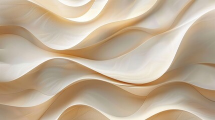 Poster - Elegant Curved Layers of Creamy Beige Fabric Flowing Gracefully in Natural Light
