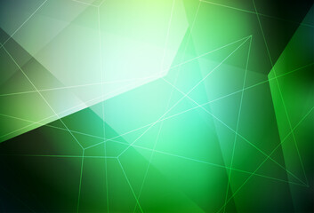 Poster - Dark Green vector background with polygonal style.