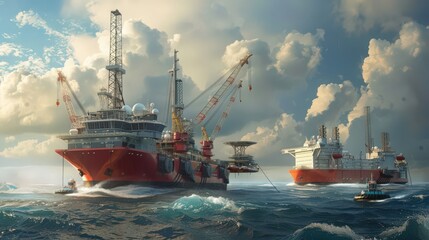 Poster - describe the role of offshore support vessels in oil rig logistics.
