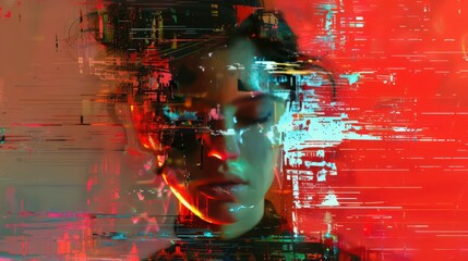 Poster - Digital glitches distort reality, offering a glimpse into the surreal and the unknown