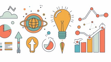 Poster - Discover creative business development icons, symbolizing innovation, market research,