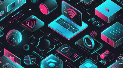 Poster - Discover the innovation of modern icons that represent cutting-edge technology and futuristic concepts