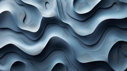 Poster - Intricate Waves of Blue and Gray Tones Flowing Across a Textured Surface