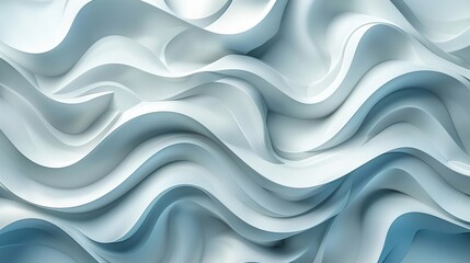 Poster - Flowing Waves of Soft Material in Cool Tones Illustrating Modern Artistic Design