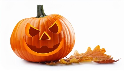 A classic carved jack-o'-lantern with a glowing face, a quintessential symbol of Halloween.