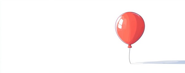 2D cartoon of a single balloon floating, clean lines, isolated on white background, ample copy space