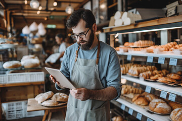 Bakery Owner Reviewing Online Business Orders