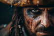 © Firn - Close up of man'S face with Halloween pirate costume makeup