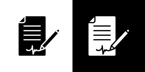 Fototapete - document signed icon flat vector set outline
