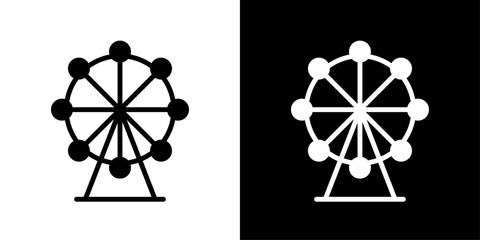 Poster - Ferris wheel icon Flat vector set outline