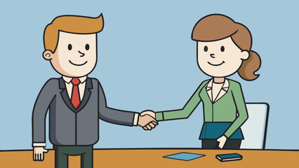 Wall Mural - businesspeople handshaking after negotiation vector illustration