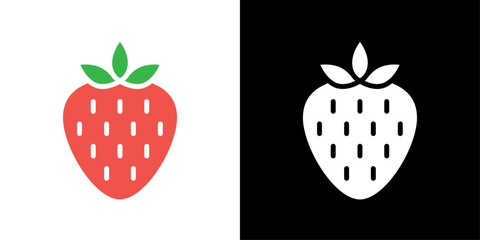 Poster - Strawberry icon Flat vector set outline