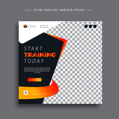 Wall Mural - Gym, fitness, and sports social media post template design set. Usable for social media, banner, and website.	