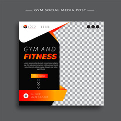 Wall Mural - Gym, fitness, and sports social media post template design set. Usable for social media, banner, and website.	