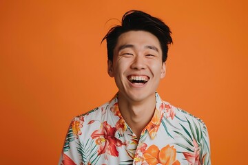 Wall Mural - Smiling Man in a Tropical Shirt