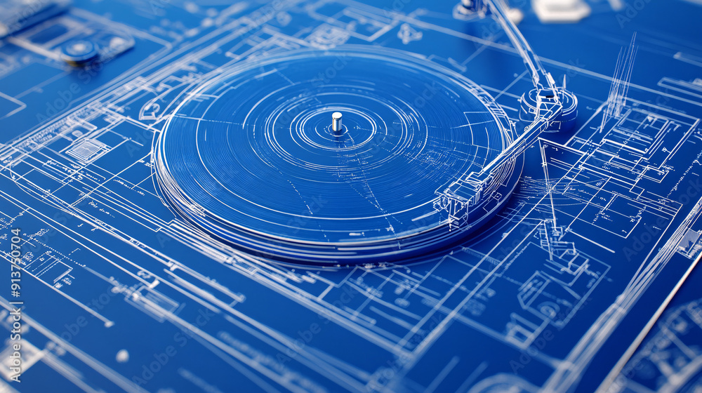 Intricate Turntable Designs in Engineering Blueprints with Detailed ...