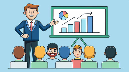 Wall Mural - business seminar speaker doing presentation vector illustration