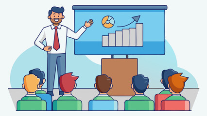 Wall Mural - business seminar speaker doing presentation vector illustration