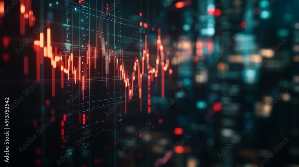 Stock market data visualization with a vibrant financial chart ...