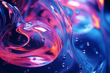 Poster - Close-up of swirling liquid patterns in vivid blue and red hues with a glossy finish