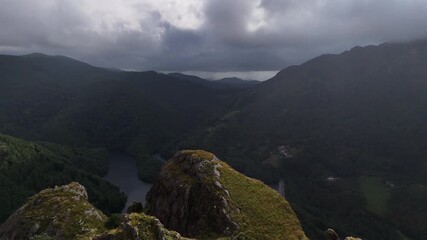 Wall Mural - Aerial shot of Kopakarri peak at Aiako Harria Natural Park at the Basque Country.