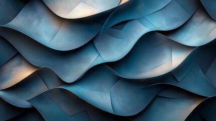 Poster - Flowing Waves of Blue and Gray Creating Texture and Depth in a Modern Design