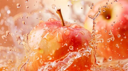 Wall Mural - Apple in a splash of apple juice