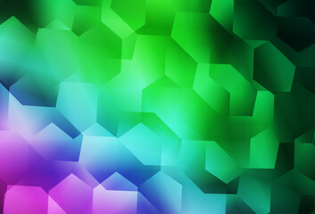 Poster - light pink, green vector texture with colorful hexagons.
