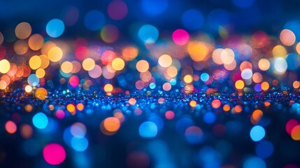 Poster - a stunning display of multicolored lights reflects off a glass surface, creating a mesmerizing bokeh