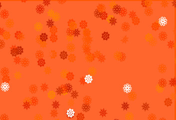 Wall Mural - Light Orange vector layout with bright snowflakes.