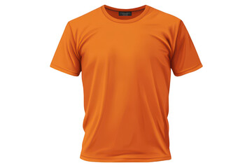 Orange short sleeve T-shirt on transparent background