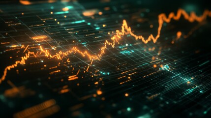 Aufkleber - a dynamic stock market graph shows fluctuating lines and intricate patterns, illustrating market tre