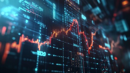 Aufkleber - a closeup view of a dynamic stock market graph showcasing fluctuating lines and various chart patter