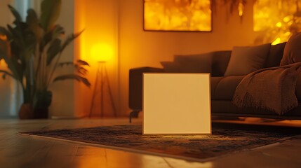 Poster - Closeup Minimalist Mockup Frame on Wall in Elegant Dining Room