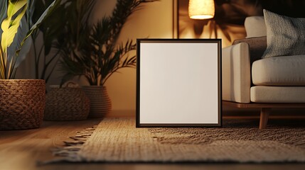 Poster - Closeup Minimalist Mockup Frame on Wall in Elegant Dining Room