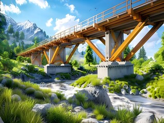 Canvas Print - Bridge Over a Mountain Stream.