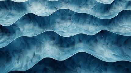 Poster - Textured Waves of Blue Rippling Across a Natural Surface Under Soft Light