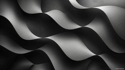 Poster - Black And White Abstract Waves Creating Flowing Patterns In Dynamic Textures