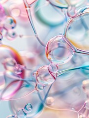 Poster - Bubbles with iridescent colors forming an intricate pattern, organic shapes, whimsical and enchanting. ,