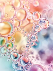 Poster - Bubbles with iridescent colors forming an intricate pattern, organic shapes, whimsical and enchanting. ,