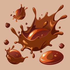 Poster - chocolate splashes 3d realistic vector illustration 