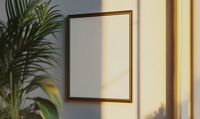 Poster - Closeup Minimalist Mockup Frame on Wall in Modern Office
