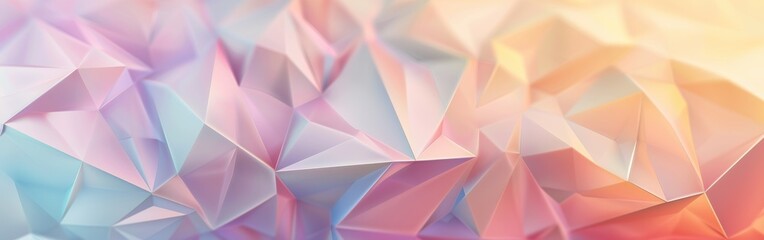 Fototapete - An abstract background with a geometric pattern. The shapes are in shades of pastel pink, blue, yellow, and orange.