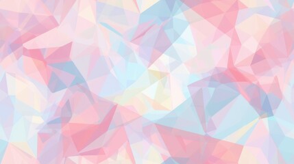 This image features an abstract pattern made up of overlapping triangles in pastel pink and blue. The shapes are blurred and soft, creating a dream-like and ethereal effect. The colors are muted and g