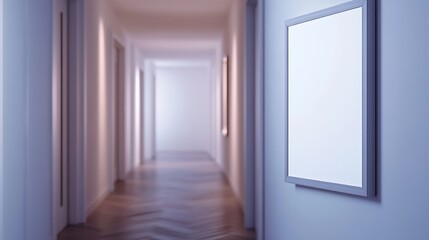 Poster - Closeup Minimalist Mockup Frame on Wall in Minimalist Hallway